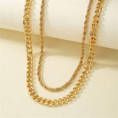 18K Gold-Plated Rope Chain Necklace & Curb Chain Necklace