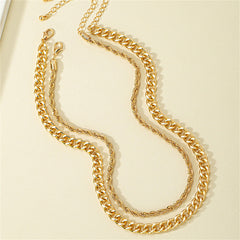 18K Gold-Plated Rope Chain Necklace & Curb Chain Necklace