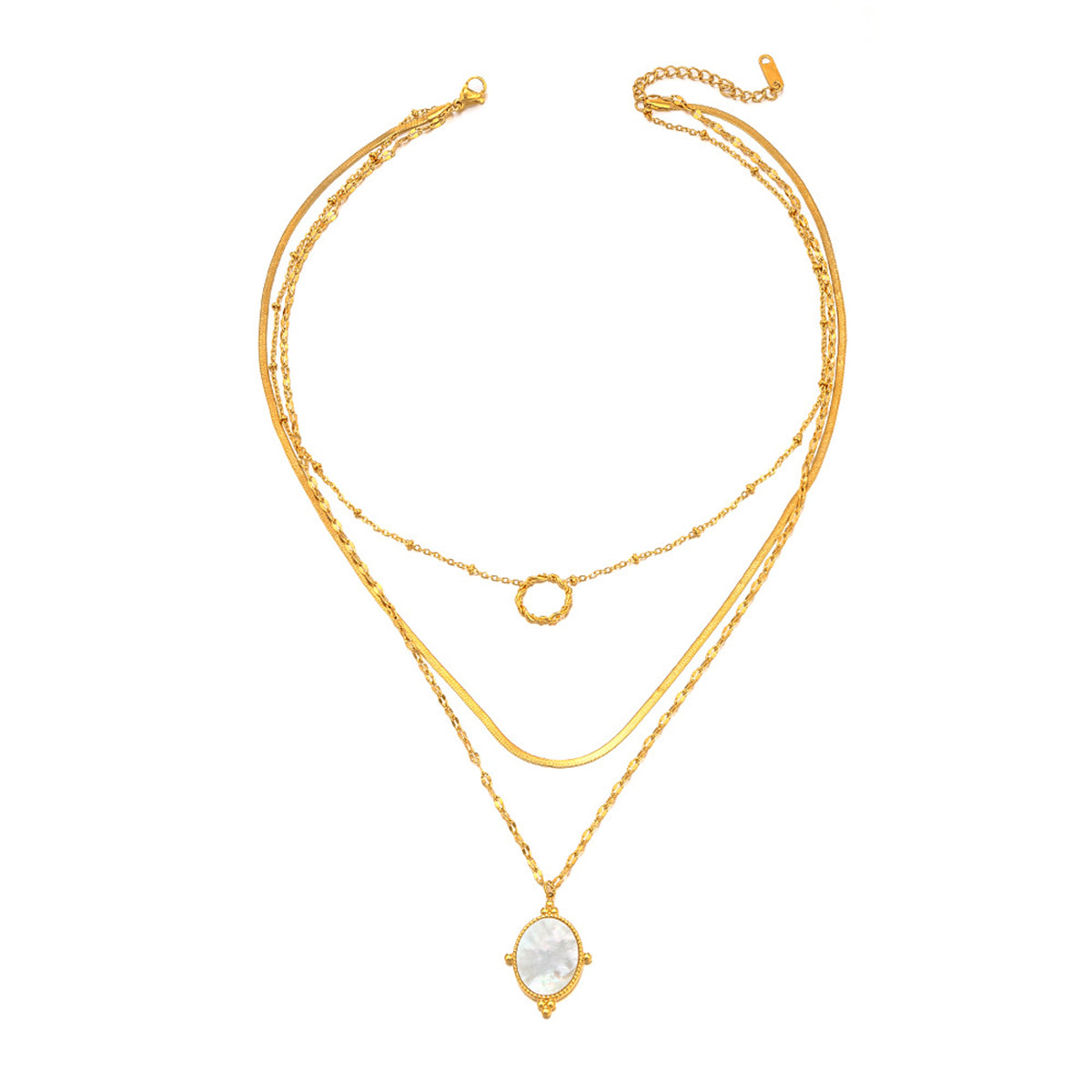 Shell & 18K Gold-Plated Snake Chain Layered Pendant Necklace