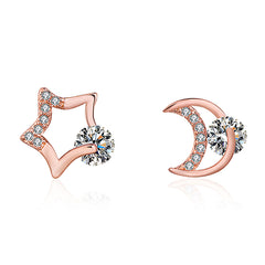 Crystal & Cubic Zirconia Star & Moon Stud Earrings