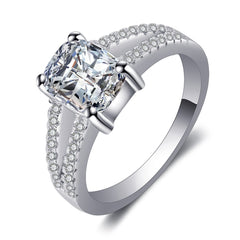 Cubic Zirconia & Crystal Silver-Plated Oval-Cut Layered Ring