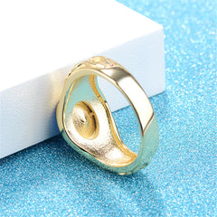 Blue Oval Crystal & 18K Gold-Plated Band Ring