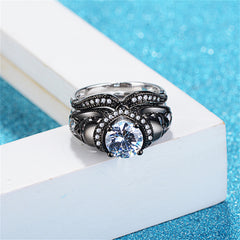 Crystal & Cubic Zirconia Skull Ring Set