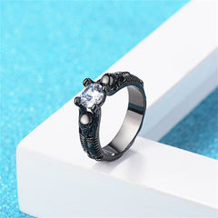 Crystal & Black-Tone Skeleton Ring