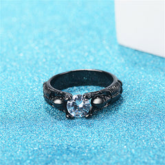 Crystal & Black-Tone Skeleton Ring