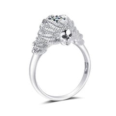 Crystal & Silver-Plated Skull Ring