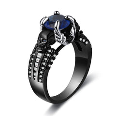 Blue Crystal & Cubic Zirconia Skull Ring