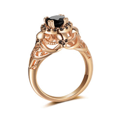 Black Crystal & Cubic Zirconia 18K Gold-Plated Skull Ring