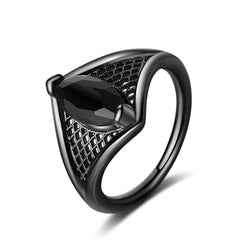 Black Crystal Marquise Web Ring