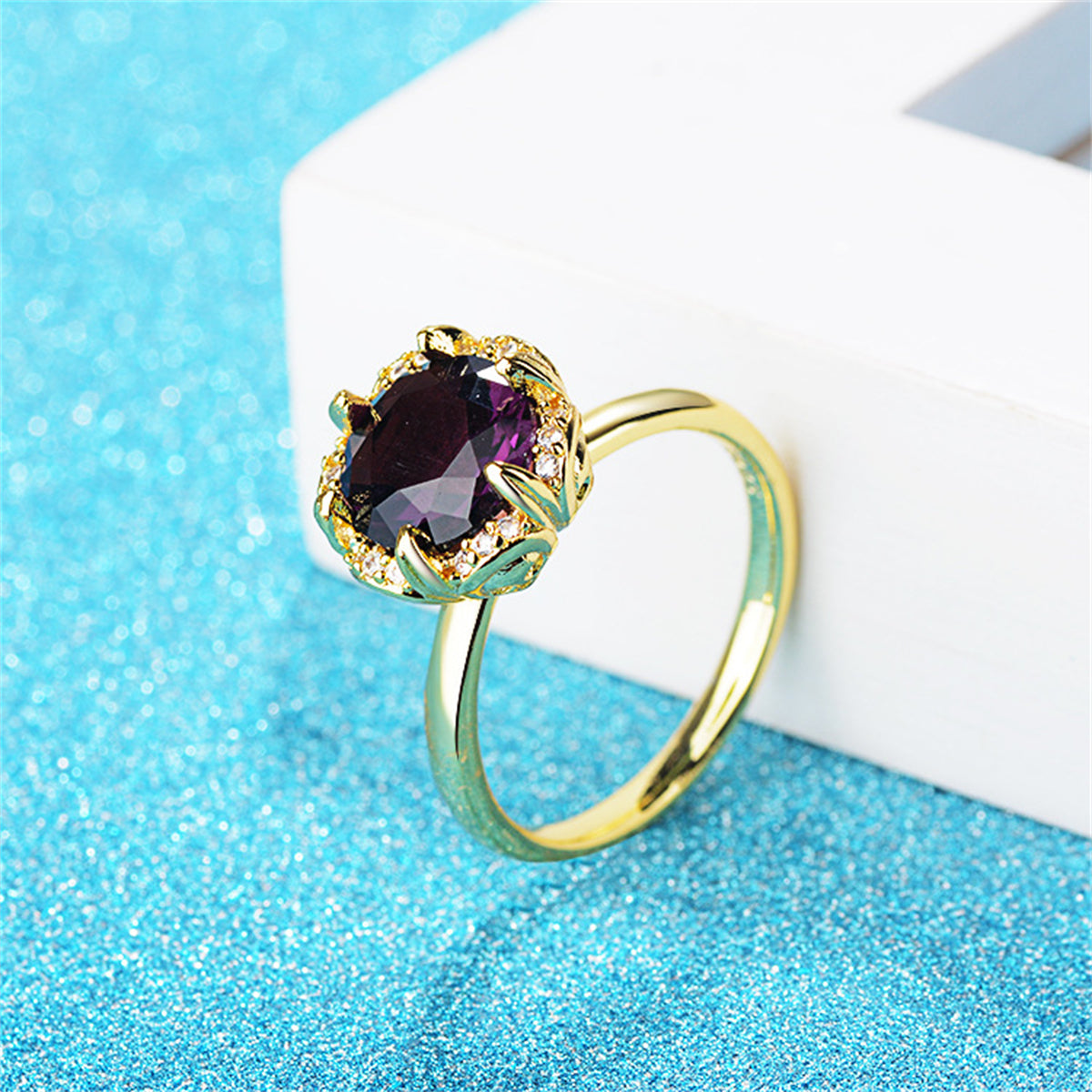 Black Crystal & Cubic Zirconia 18K Gold-Plated Skull Cocktail Ring