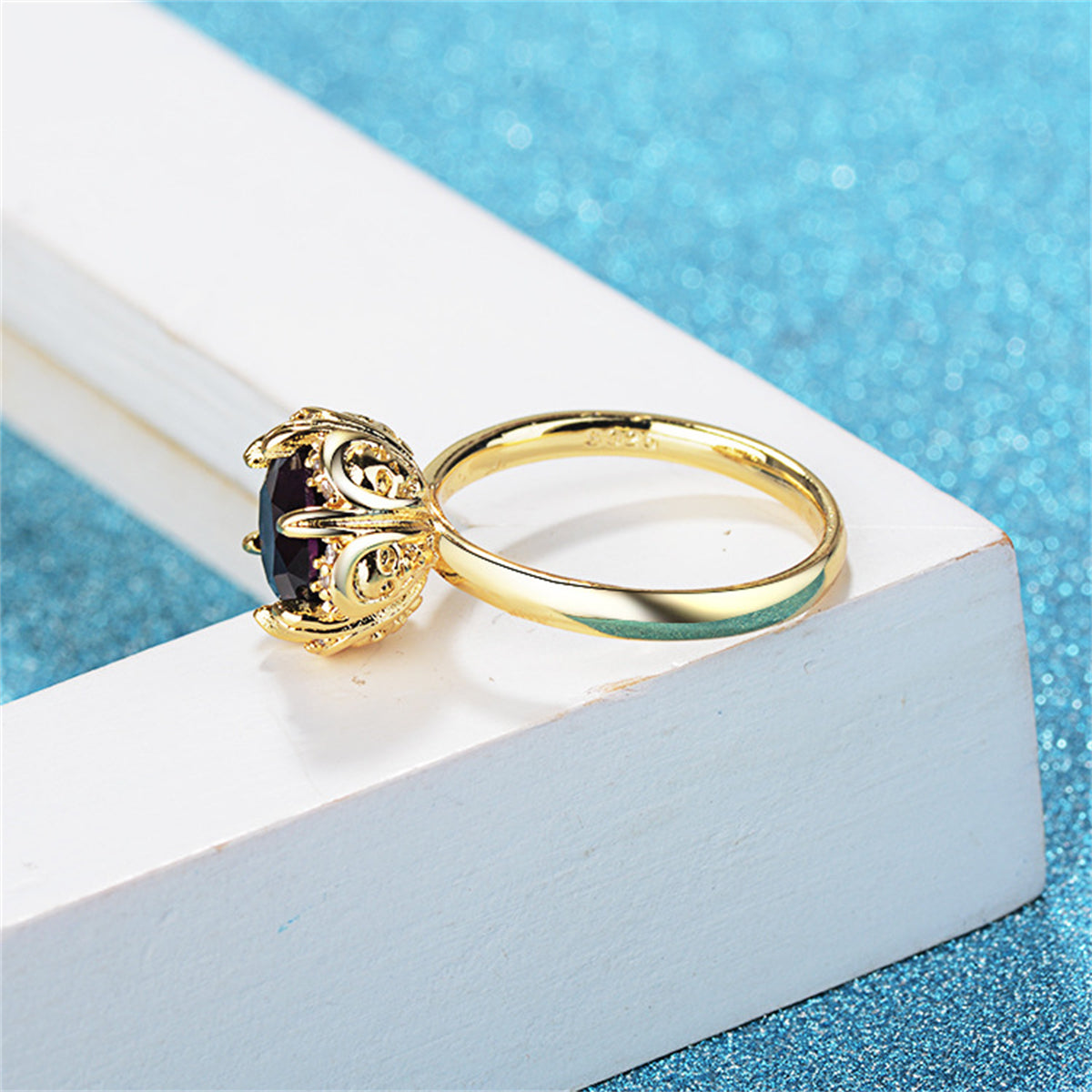 Black Crystal & Cubic Zirconia 18K Gold-Plated Skull Cocktail Ring