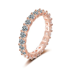 Clear Crystal & 18K Rose Gold-Plated Eternity Band Ring