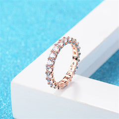 Clear Crystal & 18K Rose Gold-Plated Eternity Band Ring