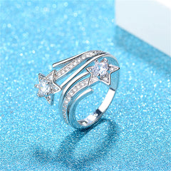 Crystal & Cubic Zirconia Star Bypass Ring