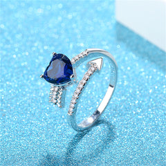 Navy Crystal & Cubic Zirconia Arrow Heart Bypass Ring