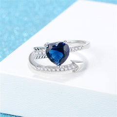 Navy Crystal & Cubic Zirconia Arrow Heart Bypass Ring