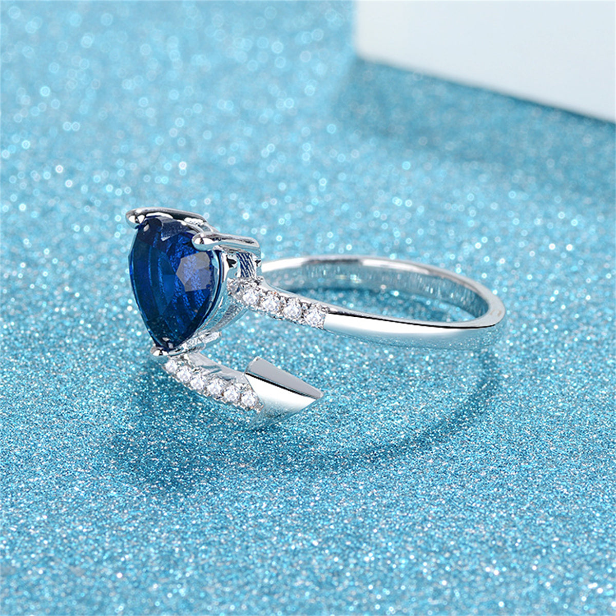 Navy Crystal & Cubic Zirconia Arrow Heart Bypass Ring