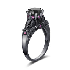 Black Crystal & Cubic Zirconia Skull Ring