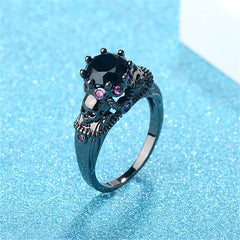 Black Crystal & Cubic Zirconia Skull Ring