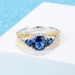 Navy Crystal & Two-Tone Heart-Cut Ring