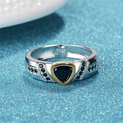 Black Crystal & Cubic Zirconia Triangle-Cut Ring