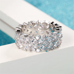 Crystal & Cubic Zirconia Silver-Plated Flower Band Ring