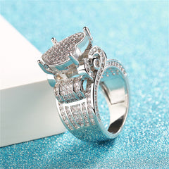 Cubic Zirconia & Silver-Plated Heart Ring