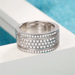 Cubic Zirconia & Silver-Plated Layered Band