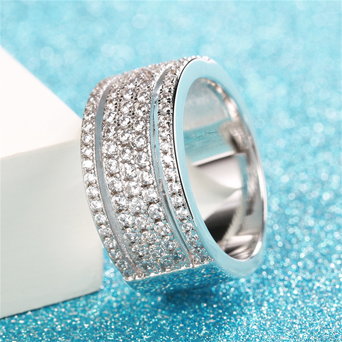 Cubic Zirconia & Silver-Plated Layered Band