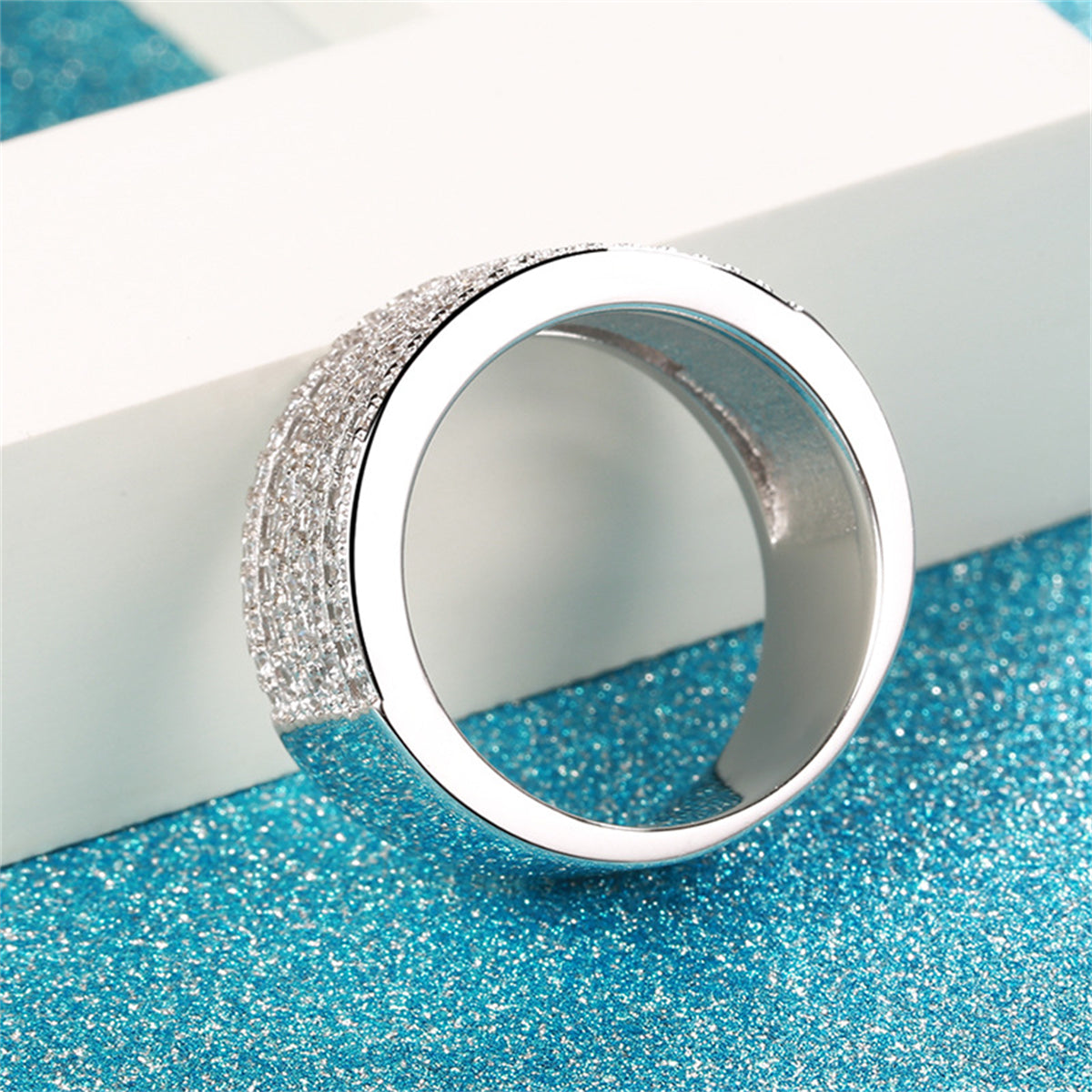 Cubic Zirconia & Silver-Plated Layered Band