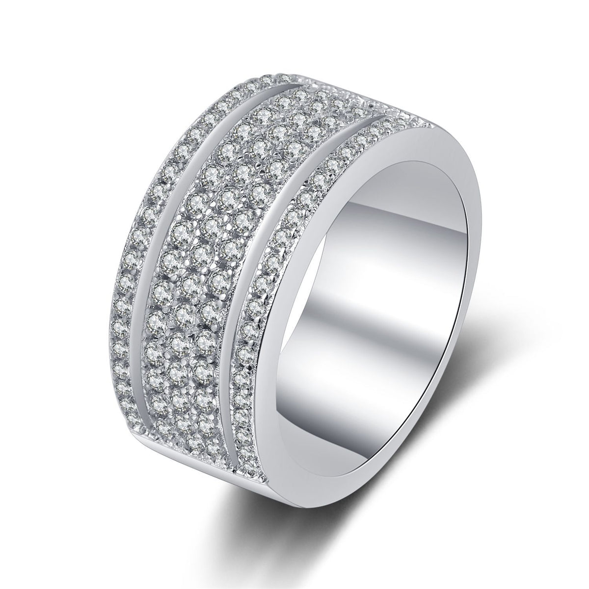 Cubic Zirconia & Silver-Plated Layered Band