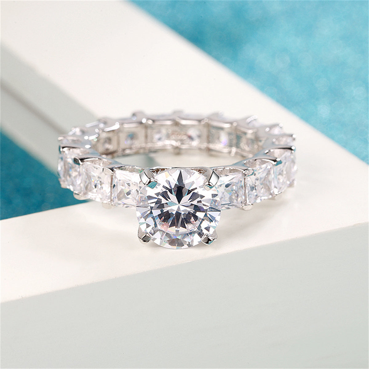 Crystal Round & Princess-Cut Cocktail Ring