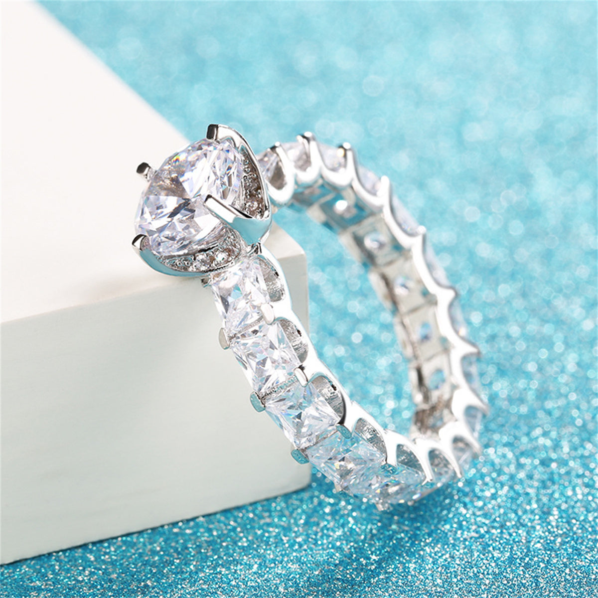 Crystal Round & Princess-Cut Cocktail Ring