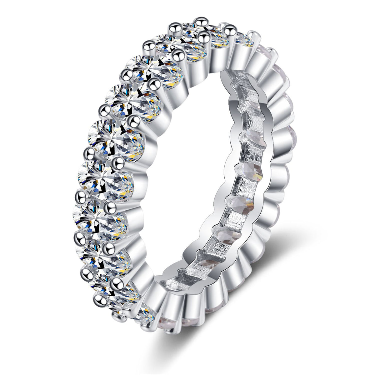 Clear Crystal & Silver-Plated Oval Band Ring