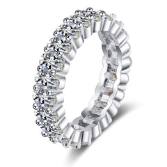 Clear Crystal & Silver-Plated Oval Band Ring