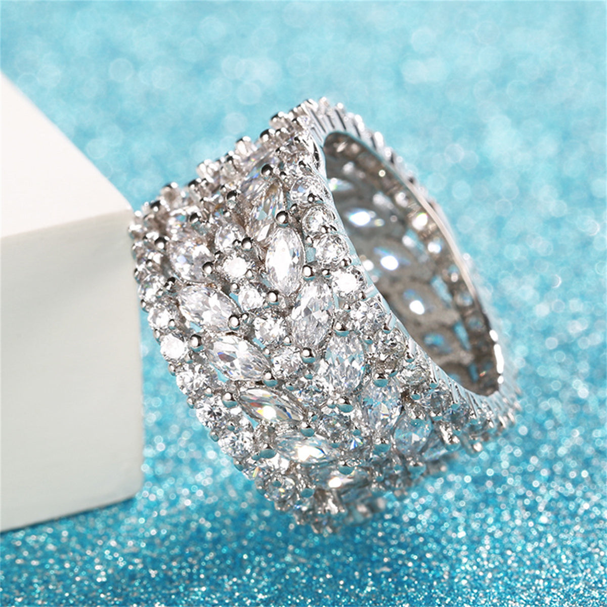 Cubic Zirconia & Crystal Marquise-Cut Layered Band Ring