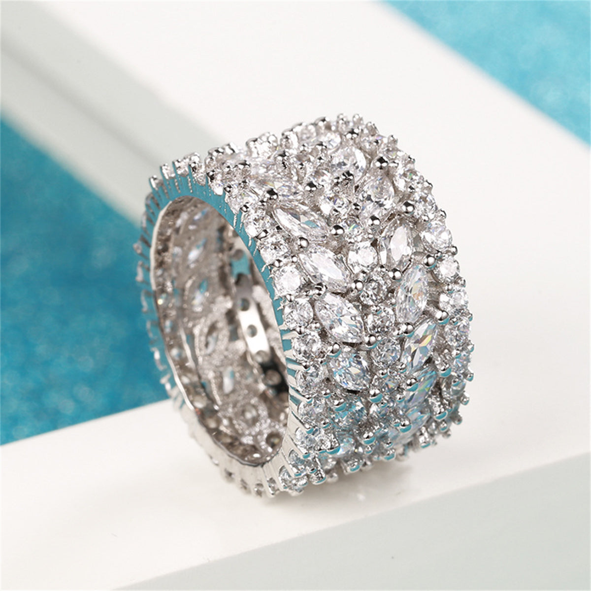 Cubic Zirconia & Crystal Marquise-Cut Layered Band Ring