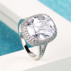 Crystal & Cubic Zirconia Silver-Plated Cushion Ring