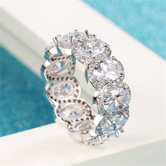 Crystal & Cubic Zirconia Oval-Cut Halo Band Ring