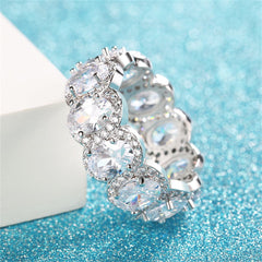 Crystal & Cubic Zirconia Oval-Cut Halo Band Ring