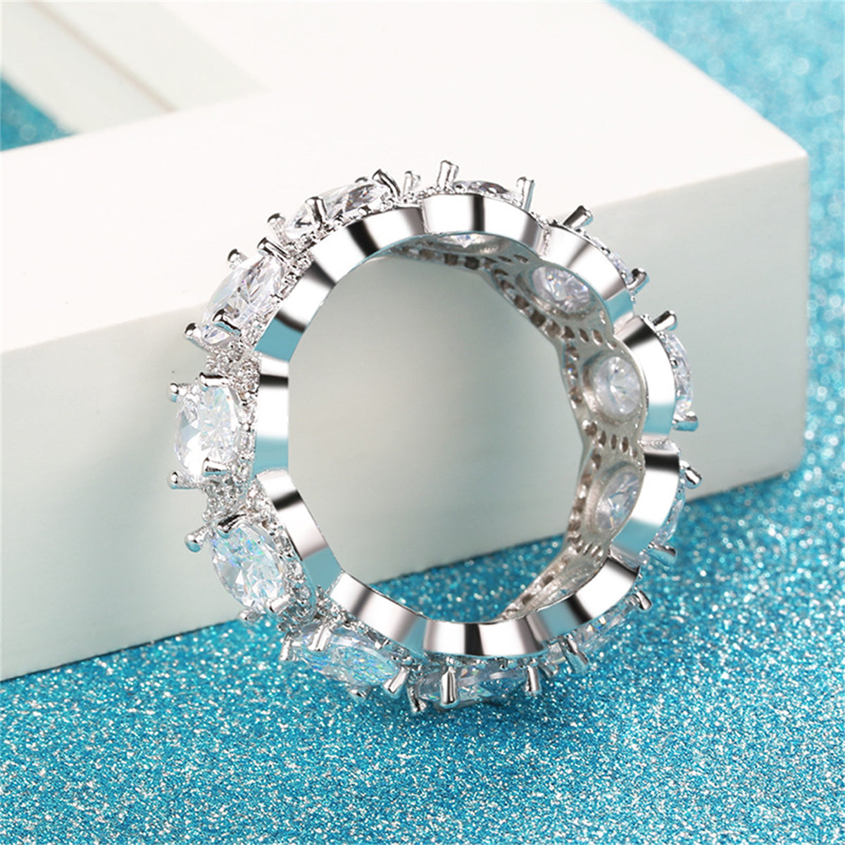 Crystal & Cubic Zirconia Oval-Cut Halo Band Ring