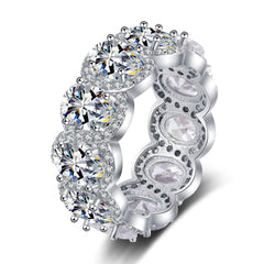 Crystal & Cubic Zirconia Oval-Cut Halo Band Ring