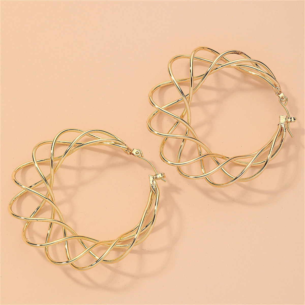 18K Gold-Plated Abstract Nest Hoop Earrings