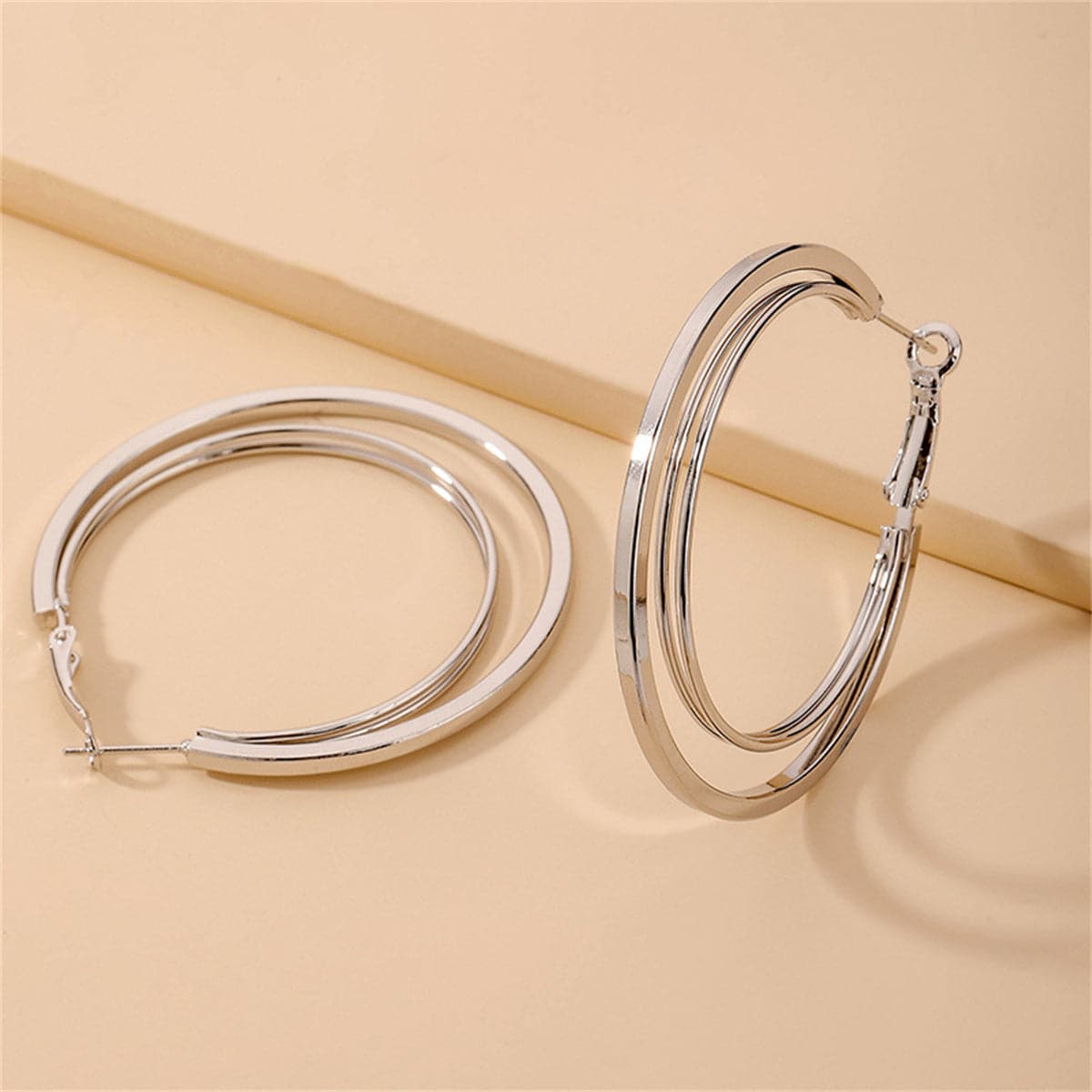 Silver-Plated Layered Hoop Earrings