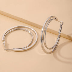 Silver-Plated Layered Hoop Earrings