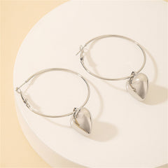 Silver-Plated Heart Huggie Earrings