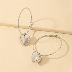 Silver-Plated Heart Huggie Earrings