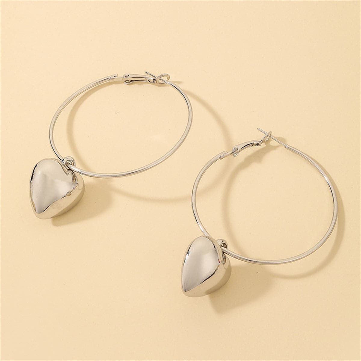 Silver-Plated Heart Huggie Earrings