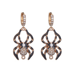 Cubic Zirconia & Enamel 18K Gold-Plated Spider Huggie Earrings