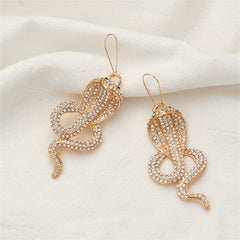 Cubic Zirconia & 18K Gold-Plated Snake Drop Earrings